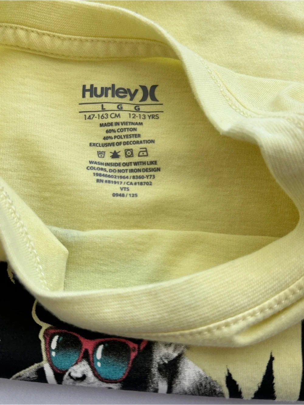 Hurley Yellow Monkey Surf Skate Graphic Tee Size L